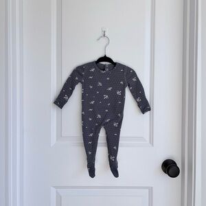 🌸Lovely Littles Slate Blue Floral Back Snap Footie Sleeper